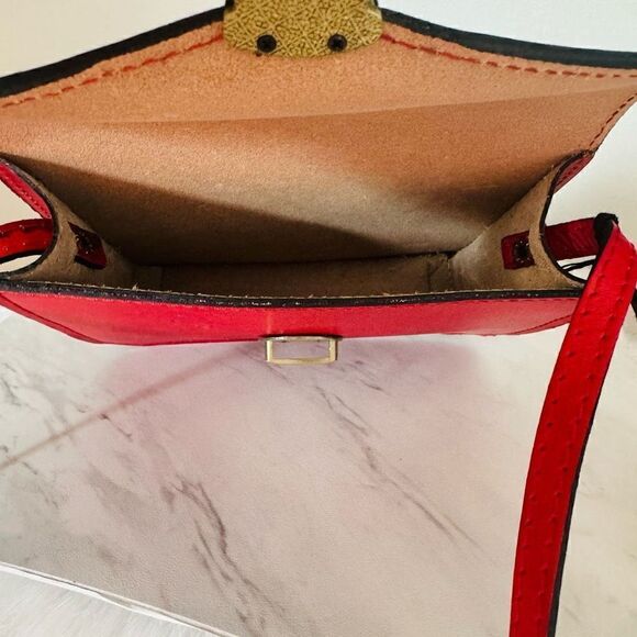 MASSIMO CASTELLO Tamonato Italian Leather Crossbody Bag Designer Luxury, Red NWT - Picture 11 of 15